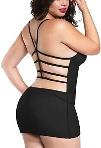 Ceniz Women Sheer Net Strappy Back Sexy Honeymoon Lingerie for Women/Ladies and Girls Nightwear Babydoll . (Free Size, Black)-thumb1