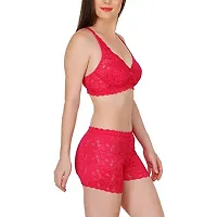 Ezip Women's Spaghetti Strap Lace 2 Pc Set Nightwear Underwear Babydoll Lingerie Red-thumb1