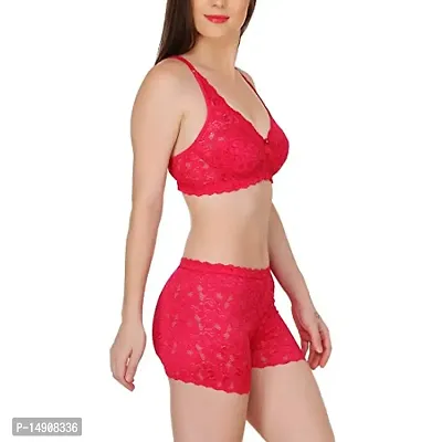 Ezip Women's Spaghetti Strap Lace 2 Pc Set Nightwear Underwear Babydoll Lingerie Red-thumb2