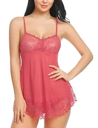 LPL Polyamide Spandex Floral Above Knee Babydoll with Panty-thumb3