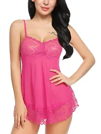 LPL Polyamide Spandex Floral Above Knee Babydoll with Panty-thumb3