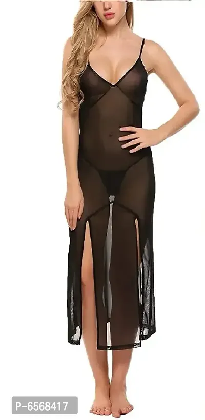Buy Women Polyester and Spandex Plain Long Babydoll Sexy Lingerie for  Honeymoon Outfits with G-String Panty. Online In India At Discounted Prices