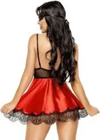 Women Lace and Satin Babydoll Lingerie Nightwear Dress with Eye mask.(28 to 34)-thumb1