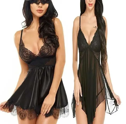 Exotic Black Net Babydoll Night Dresses
