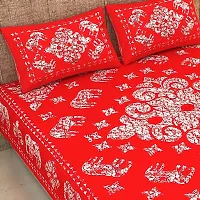 Butea Crape Double Bedsheet (210*245cm) with 2 Pillow Cover ( 45*70cm)/Kangura Haati (Red)-thumb3