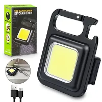 Keychain Led Light with Bottle Opener, Magnetic Base and Folding Bracket Mini Rechargeable Emergency Light (Square with 4 Modes)-thumb3