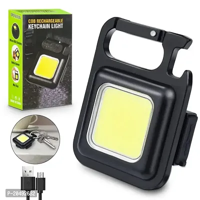 Keychain Led Light with Bottle Opener, Magnetic Base and Folding Bracket Mini Rechargeable Emergency Light (Square with 4 Modes)-thumb4