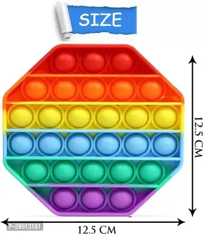 Rainbow Color Octagon Circle Popit Fidget Toy gifts for Kids Boys Girls popat, popits, poppet, pop it, popite, poppies. Big Size Silicone Push Bubble Pop Hand game. Sensory Stress Relief toys for Aut-thumb0