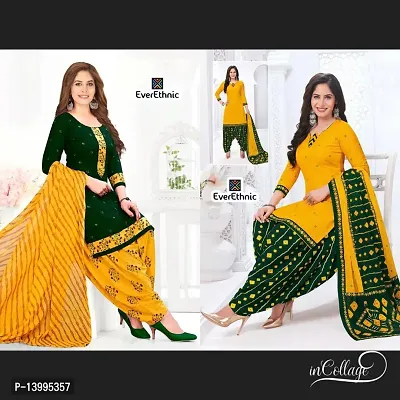 Women Printed Multicolor Casaul Unstitched Dress Materials Crepe Salwar and Botton with Chiffon Dupatta_Pack of 2