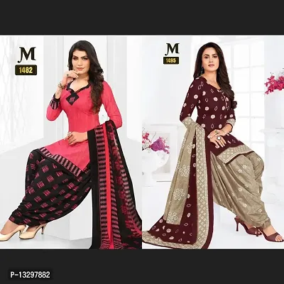 WOMEN CASUAL WEAR COMBO PRODUCT MULTICOLOUR CREPE UNSTITCHED SALWAR SUIT DRESS MATERIAL Pack of 2