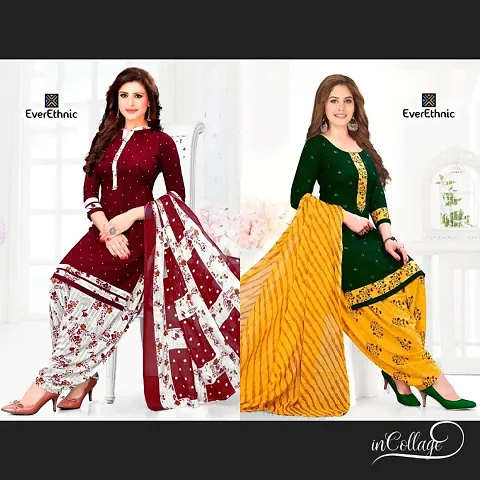 Stylish Crepe Printed Unstitched Suits - pack of 2