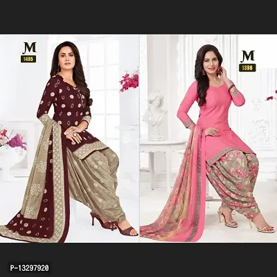 Beautifull Pink Batik Print Cotton Salwar Suit Dress Material with Dupatta
