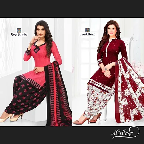 Stylish Crepe Printed Unstitched Suits - pack of 2