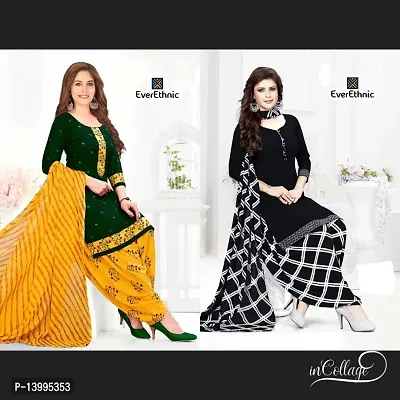 Women Printed Multicolor Casaul Unstitched Dress Materials Crepe Salwar and Botton with Chiffon Dupatta_Pack of 2