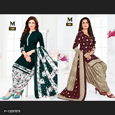 WOMEN CASUAL WEAR COMBO PRODUCT MULTICOLOUR CREPE UNSTITCHED SALWAR SUIT DRESS MATERIAL Pack of 2