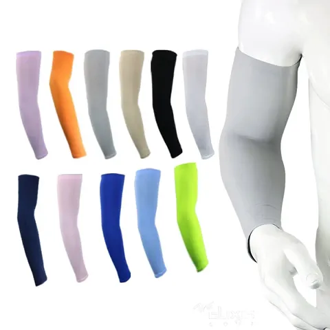 bhagwati store any multicoulour plain arm sleeves for sun protection pair & pack of 4
