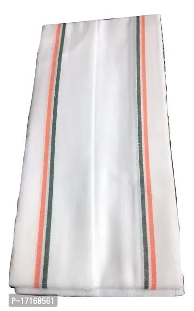 Bhagwati store Gamcha White Cotton gamcha Bath Towel Free Size with Border Latest Look,White tiranga Border Lines Pack of 1