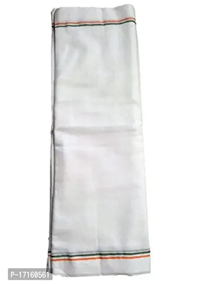 Bhagwati store Gamcha White Cotton gamcha Bath Towel Free Size with Border Latest Look,White tiranga Border Lines Pack of 1-thumb2