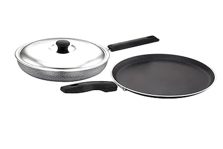 Non Stick Breakfast Set Dosa Tawa and Fry Pan with SS Lid