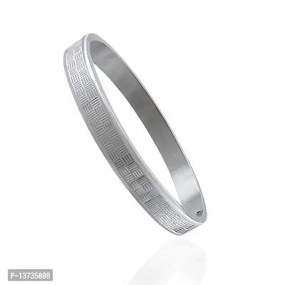 Sterling Silver Plated Stainless Steel Designer Cuff Kada for Unisex-thumb0