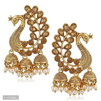 Saizen Metal Gold Plated and Pearl Jhumki Earrings for Women  Girls, Gold