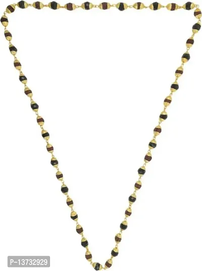 Mahadev Extension Rudraksha Beads and Black Pearl Stone Chain-thumb2