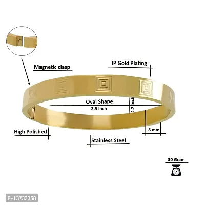 Gold Plated Stainless Steel Classic Designer Cuff Kada for Unisex-thumb2