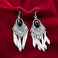 Oxidised Silver Earrings Alloy Chandbali Earring Alloy Dangle Earring for girls and women-thumb2