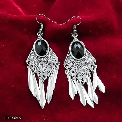 Oxidised Silver Earrings Alloy Chandbali Earring Alloy Dangle Earring for girls and women-thumb3