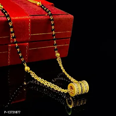 Gold plated Ad Mangalsutra tanmaniya Black Beaded Golden Chain Mangalsutra For Women-thumb5