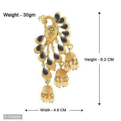 Saizen Gold-plated and Crystal and Citrine Black Jhumki Earrings for Women-thumb2