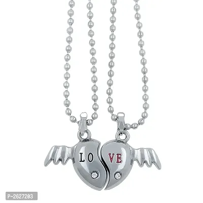 Valentine Day  Friendship Day Special For Couple with LOVE Letter Design Pendant with Chain-thumb0