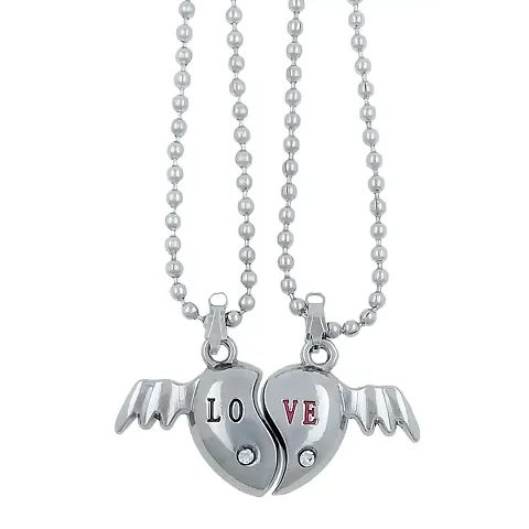 Valentine Day Friendship Day Special For Couple with LOVE Letter Design Pendant with Chain