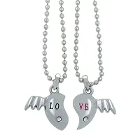 Valentine Day  Friendship Day Special For Couple with LOVE Letter Design Pendant with Chain-thumb1