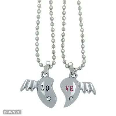 Valentine Day  Friendship Day Special For Couple with LOVE Letter Design Pendant with Chain-thumb2