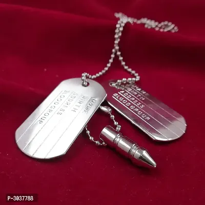 Silver Plated Dual Locket Pendent With Bullet  Chain