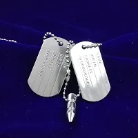 Silver Plated Dual Locket Pendent With Bullet  Chain-thumb1