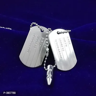 Silver Plated Dual Locket Pendent With Bullet  Chain-thumb2