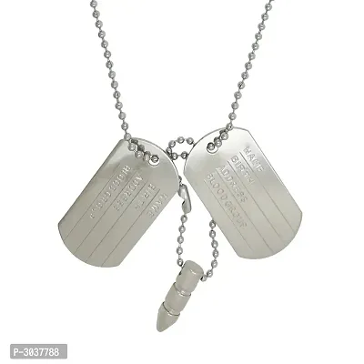 Silver Plated Dual Locket Pendent With Bullet  Chain-thumb3