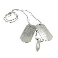 Silver Plated Dual Locket Pendent With Bullet  Chain-thumb4