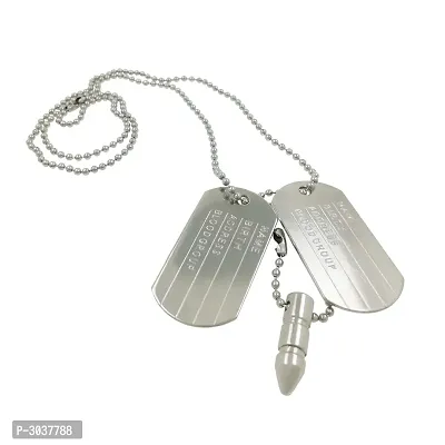 Silver Plated Dual Locket Pendent With Bullet  Chain-thumb5