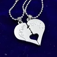 Couple Special Silver Plated Dual Heart Pendant Chain For Girls  Boys Stainless Steel Pendant-thumb1