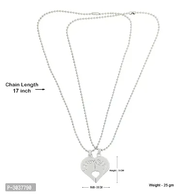 Couple Special Silver Plated Dual Heart Pendant Chain For Girls  Boys Stainless Steel Pendant-thumb4