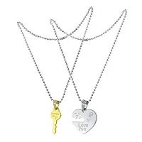 I Love You With Dual Hearth Valentine Special Pendant Locket With Chain Stainless Steel Pendant For Couple-thumb3
