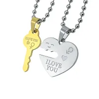 I Love You With Dual Hearth Valentine Special Pendant Locket With Chain Stainless Steel Pendant For Couple-thumb1