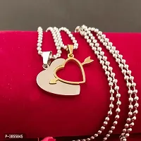 Dual Color Dual Heart with Arrow  Locket with Chain for Men/Boys/Husband  Unisex-thumb3
