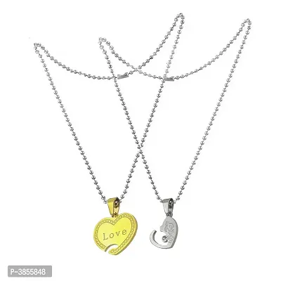 Heart Beat I Love you Letter Valentine's Day Stainless Steel Pendant With Chain For Men  Women