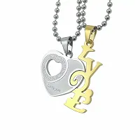 Love with Hearth Valentine Special Locket With Chain Stainless Steel Pendant For Couple-thumb1