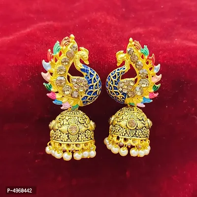 Wedding Traditional Peacock Jhumka Earrings-thumb0
