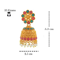 Gold Plated Multicolor Kundan Jhumki Earring-thumb3